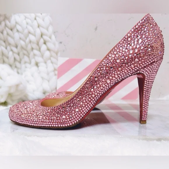 Authentic Christian Louboutin Fifi 100mm Pink Crystal Pumps / Heels - Picture 3 of 13